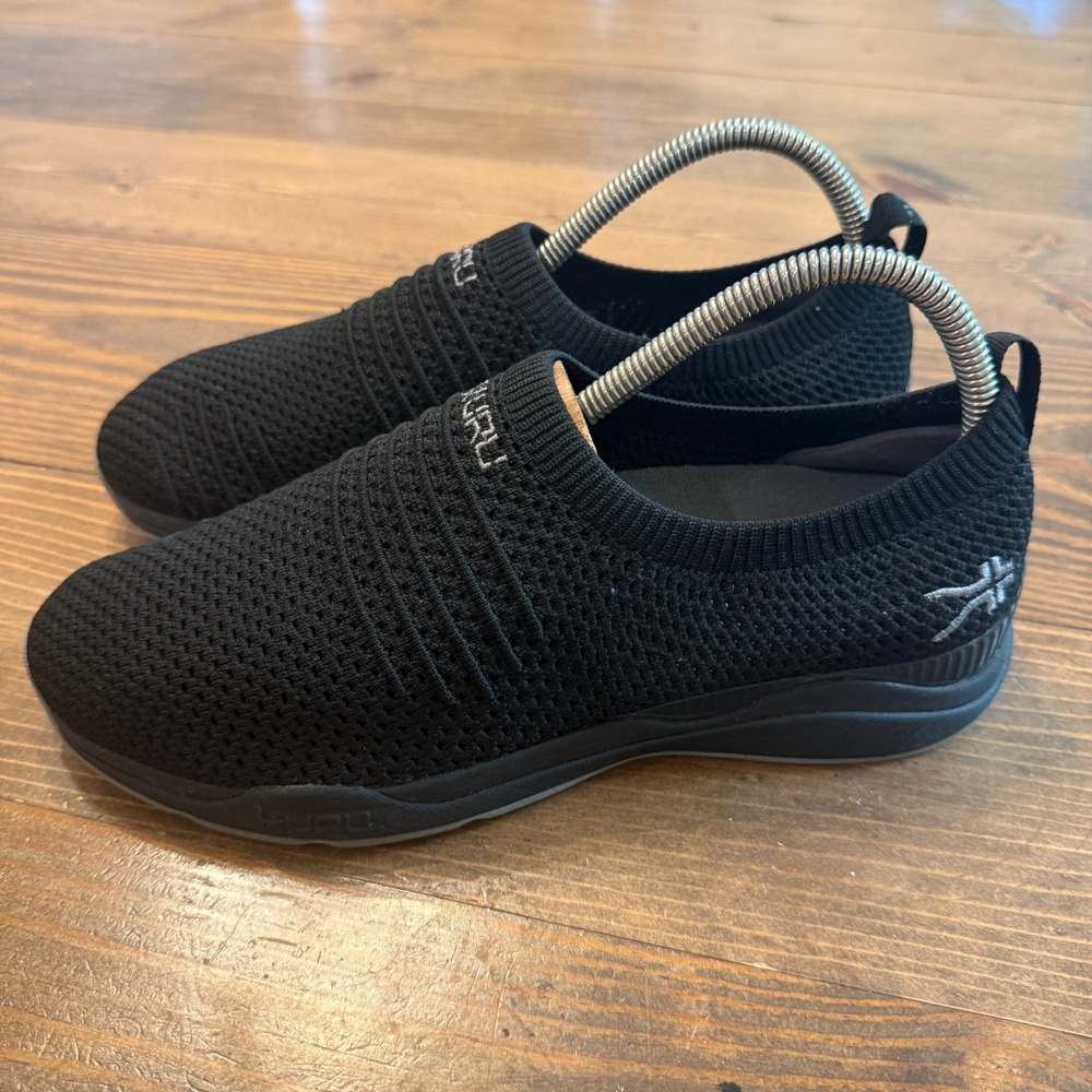 Kuru Stride Womens Size 9 Black Athletic Walking Slip On Shoes Sneakers